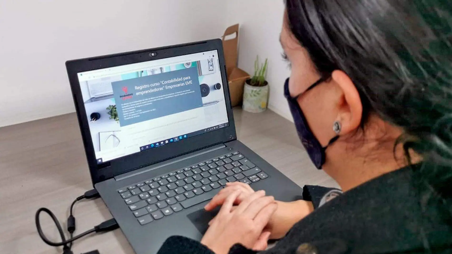 mujer viendo laptop